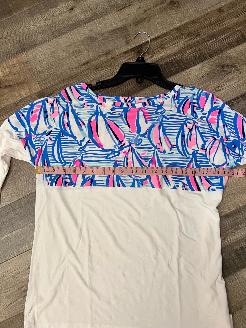 Lilly Pulitzer blue/white/pink Finn sailing Printed Yoke Long Sleeve Top M EUC - Picture 3 of 8